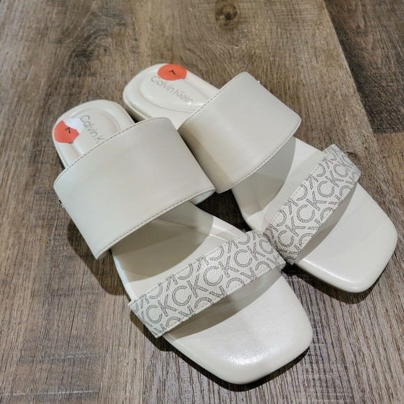 Calvin Klein Women's Cream Slide Sandals - Picture 8 of 9